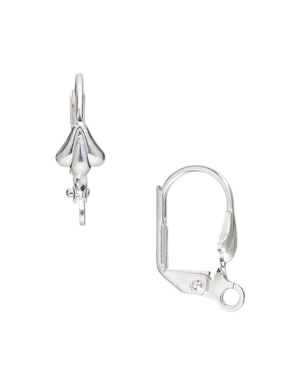 Silver Plated Leverback Shell Ear Hooks Earring Findings 10 pcs